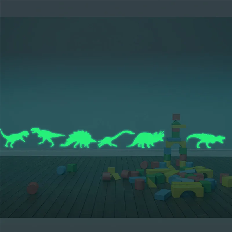 9pcs Kūrybos Liuminescencinės Animacinių filmų Dinozaurų Sienų Lipdukai Švyti Tamsoje Šviesos Pasta Lubų Kambarį Miegamųjų Namo Apdaila