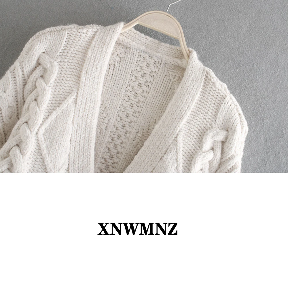 XNWMNZ za moterų mados megztiniai megztinis su V-kaklo, ilgomis rankovėmis pompom mygtukai Tekstūra Pynimo Megztas Megztinis Moteriška Viršutiniai drabužiai Elegantiškos Viršų