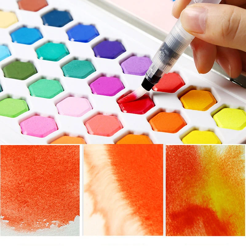 36-Spalvų Profesinės Blizgučiai Akvarelės Dažų Rinkinys Watercolour Pigmento Dažymo Reikmenys Metallic Kieto Vandens Spalvų Paletė