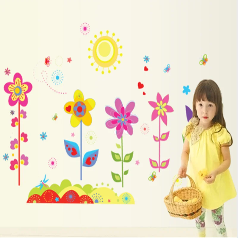 2020 M. Naujas Gėlių Drugelis Nuimamas Vinilo Decal Dailės Freskos Namų Dekoro Vaikų Mergaičių Miegamojo Sienos Lipdukas Namo Kambaryje Papuošalai