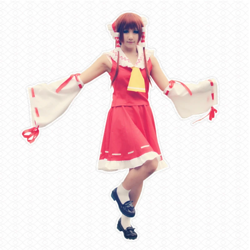 Anime Touhou Project cosplay kostiumų Hakurei Reimu Cosplay Kostiumų Raudona Suknelė Mergaitėms Moterų Kalėdų Helovinas