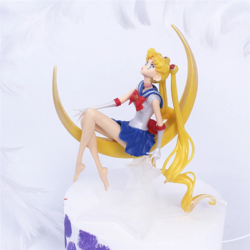 Japonijos Anime Sailor Moon PVC Veiksmų Skaičius, Sparnai Pyragas Apdaila Kolekcijos Modelis Žaislas, Lėlė Mergaitėms, Kalėdų Dovanos Vaikams