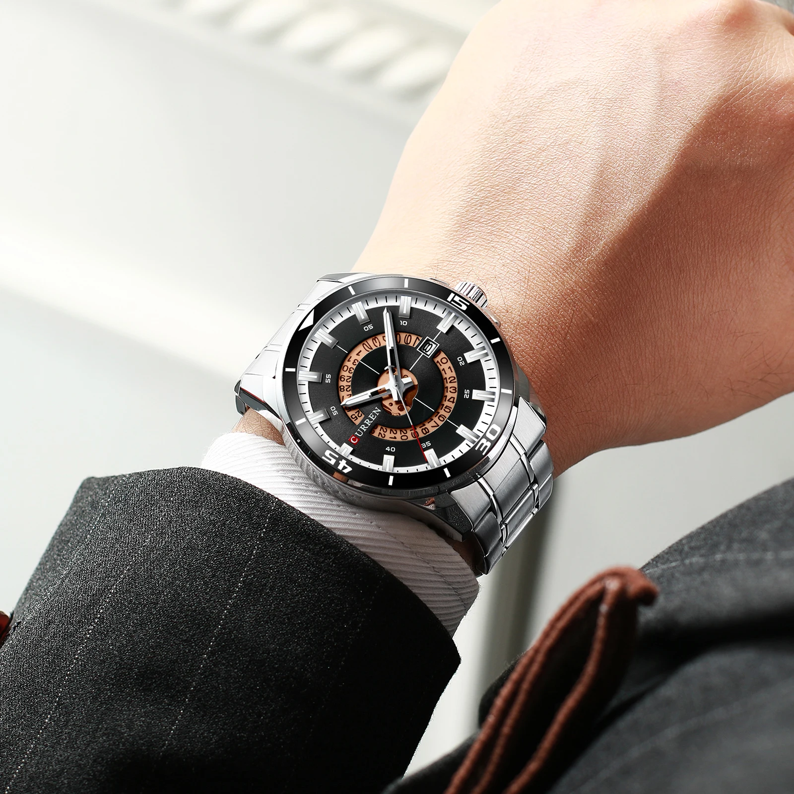 CURREN Naujų Verslo Dizaino Laikrodžius Vyrams, Prabangos Prekės Kvarcinis Laikrodis su Nerūdijančio Plieno Laikrodis Mados Ponai Žiūrėti Relojes