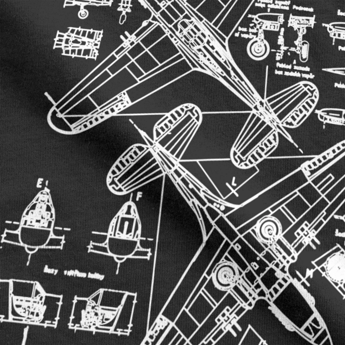 P-40 Koncepcijos Brėžinius Spitfire Vyrų T Shirts Naikintuvas WW2 Karo Pilotas Orlaivį Lėktuvo Trišakiai Trumpi Rankovėmis Marškinėliai Medvilnės