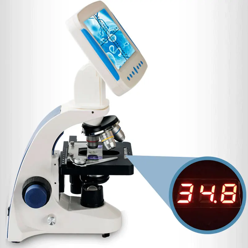 Profesinės 2000X Skaitmeninis Junginys Biologinis Mikroskopas Spermos Stebėjimo LED Mokyklą Laboratorija su Ekrano Matavimo Linija