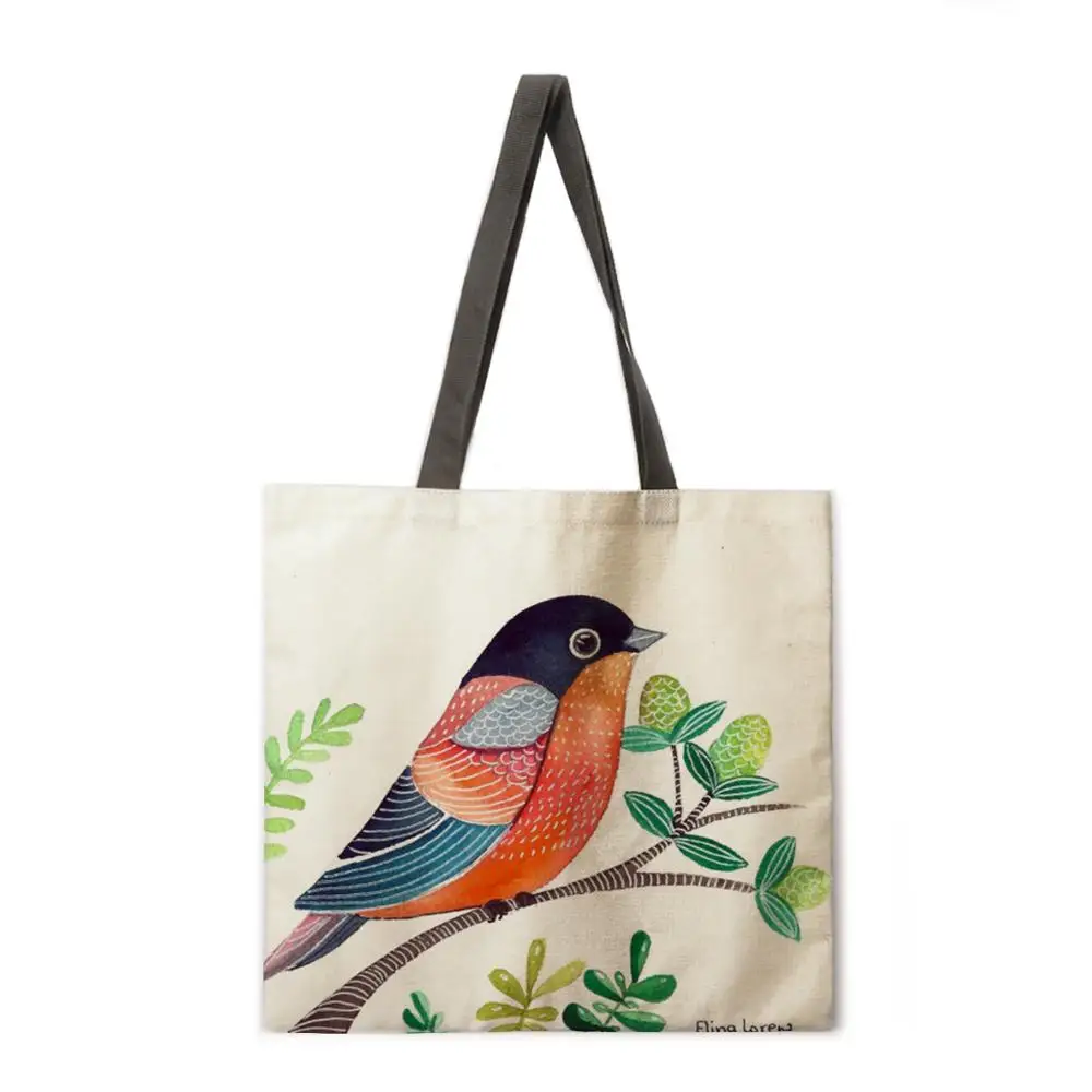 Retro gėlių ir paukščių spausdinti rankinėje pečių maišą ponios laisvalaikio rankinės lauko paplūdimio rankinė