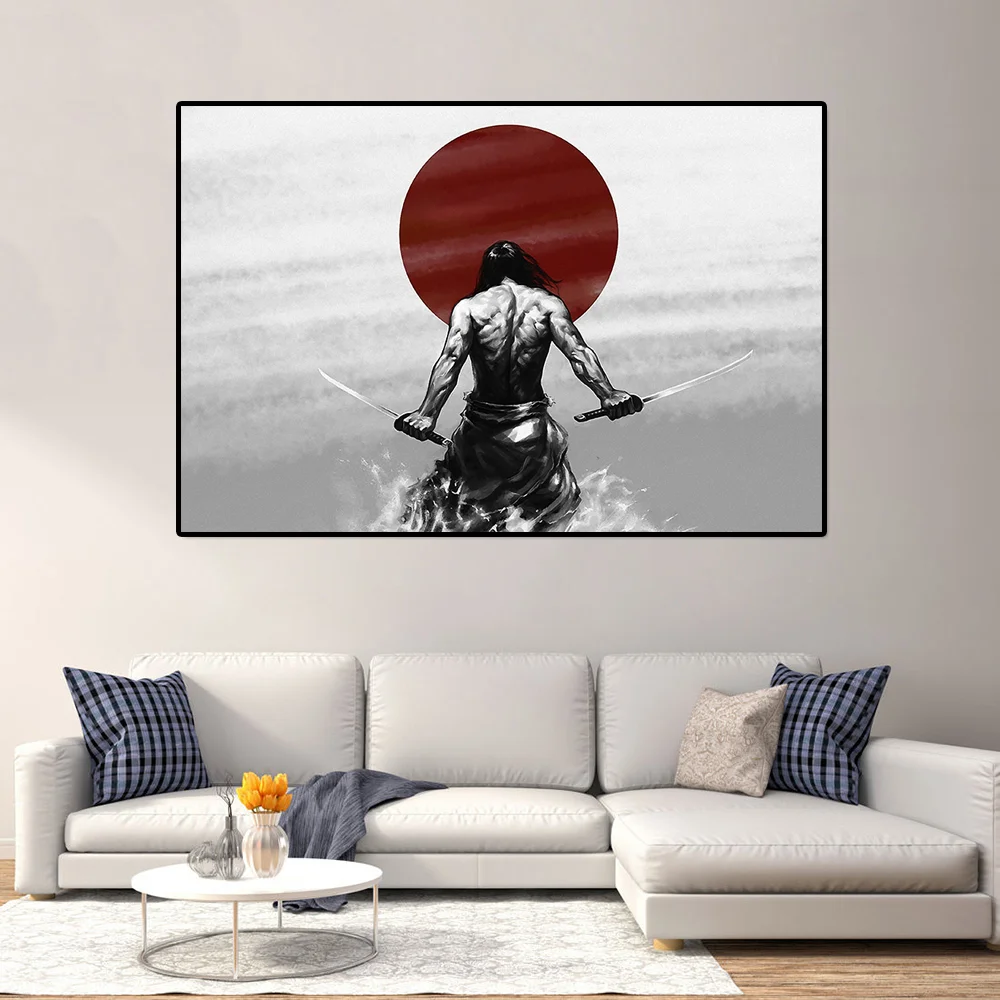 Japonų Samurajus Šiuolaikinės Tapybos Sienos dekoruotos Drobės, Paveikslai, Plakatai ir Spausdina Sienos Meno Nuotrauką Kambarį Namo Apdaila