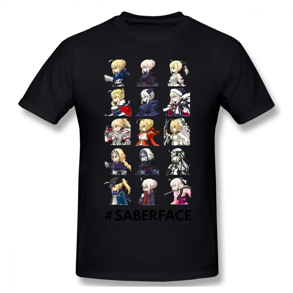 Saberface Juoda Marškinėlius Likimas Nulio Saber Šaulys Assassin Rider Anime Homme T-Shirt Tees Grynas Negabaritinių Trumpas Rankovės