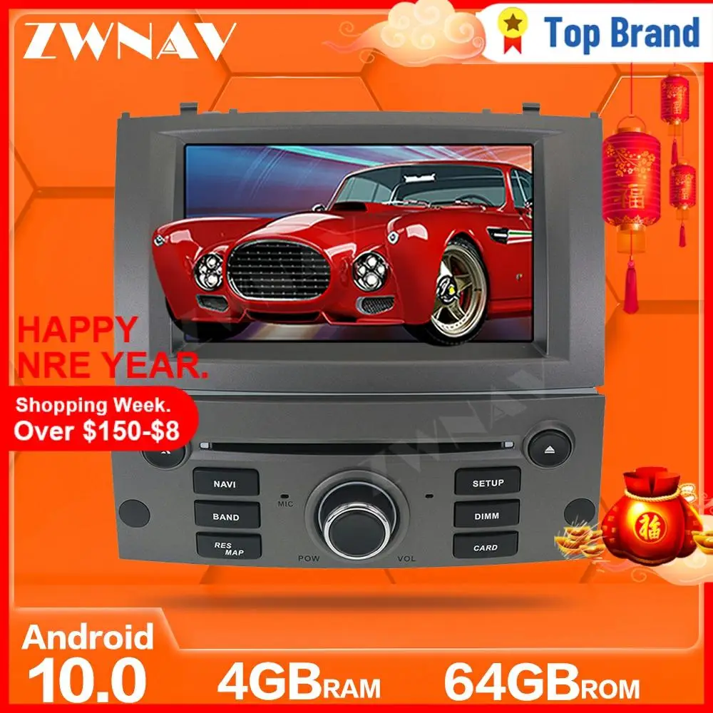 Android 10.0 ekrano Automobilių DVD Grotuvas, Peugeot 407 2004-2010 m. GPS Navigacijos Auto Garso Radijas Stereo Multimedia Player Galvos Vienetas