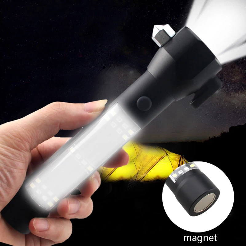 Magnetas Multi-funkcija Pabėgti Gelbėjimo COB Žibintuvėlis Su Saugos Plaktukas+18650 Baterija+Kroviklis Lauko/Escape/Palapinė