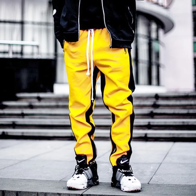 Naujas Atvykimo Vakarų Gatvėje, Stilingas Mados Atsitiktinis Spalvų Kratinys Vyrų Sweatpants Užtrauktukas Kišenės Slim Track kelnės Streetwear