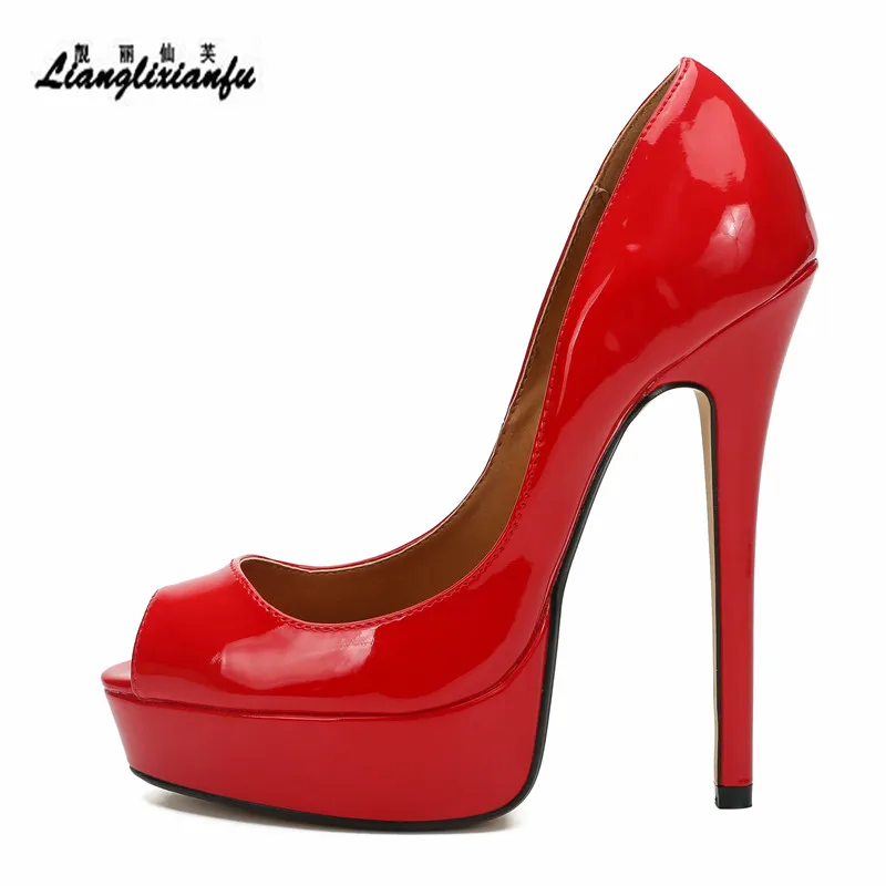 LLXF Plius:40-45 46 47 48 Vasaros Sandalai Nauja raudona/Rose 16cm Super didelis ploni kulniukai naktinis klubas seksualus vestuvių siurbliai moterų cosplay batai