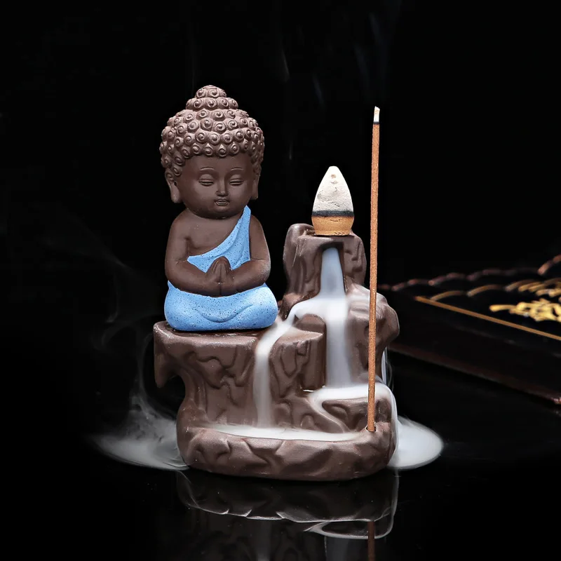 Keramikos Buda Smilkalų Degiklis Kūrybos Mažai Vienuolis Mažas Moliuskui Smilkalų Laikiklis Home Office Censer Rankdarbių Apdaila