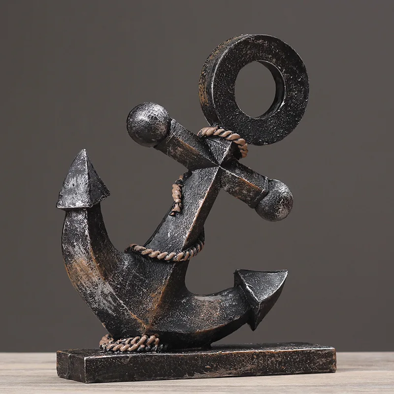 Retro inkaro apdailos jūrmylių svajonė dervos statula Viduržemio jūros laivo inkaras senovinių namų puošybai apdailos reikmenys
