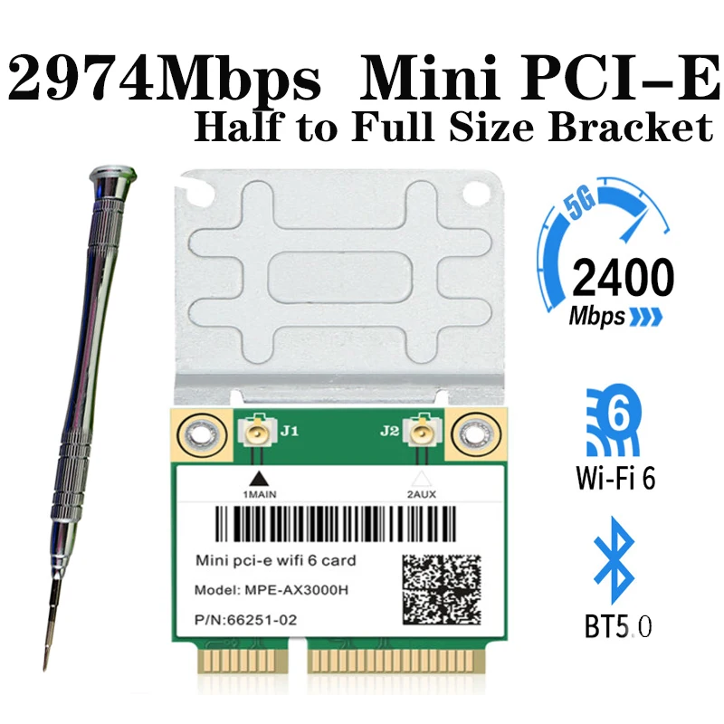 2400Mbps Wifi 6 Tinklo Wlan Wi-fi Kortele, Bluetooth 5.0 Dual Band 802.11 ax/ac Belaidžio ryšio Adapteris Pusę Mini PCI-E 2.4 G/5 ghz Laimėti 10