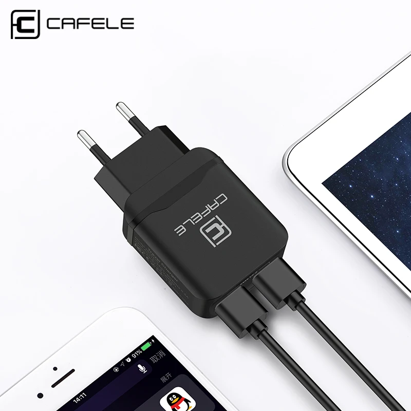 CAFELE Kelionės USB ES Įkroviklio Kištuką 2.4 Dual išėjimo Universalus Adapteris Įkroviklis Pažangaus Mobiliojo Telefono Įkroviklį 