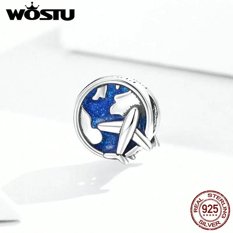 WOSTU 2020 Naujas Originalus mėlyna Pasaulyje Reiso Granulių tinka Pandora pakabukai sidabras 925 karoliukai, Apyrankės moterims 