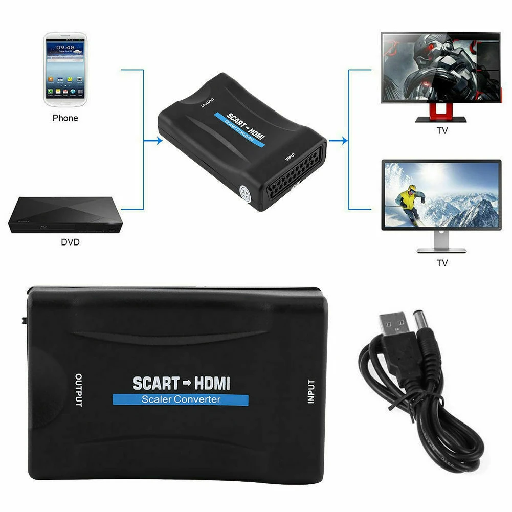 1080P HDMI į HDMI Vaizdo Garso Upscale Konverteris AV Signalo Adapteris HD Imtuvas su ES/JAV Galios Prijungti Išmanųjį telefoną, HD TV, DVD