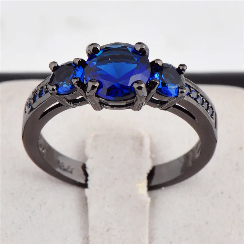 Bamos Vyrų Mystic Blue Cirkonis Žiedas Aukštos Kokybės Piršto Žiedą, Moterims, Vyrams, Juoda Aukso Užpildytas Kristalų Papuošalai Naują Atvykimo 2018