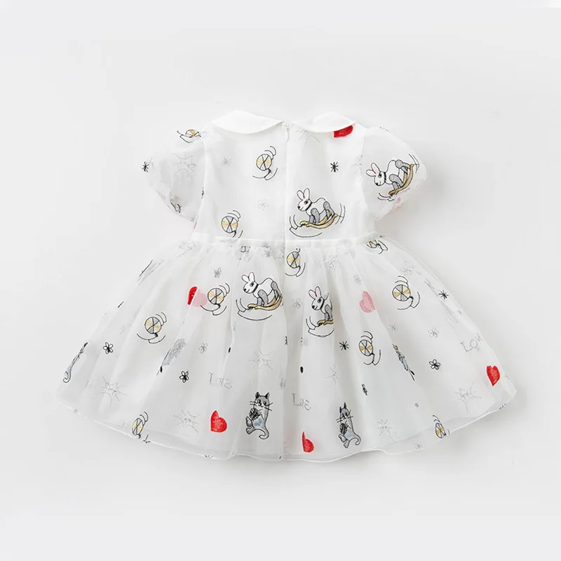 DB12984 dave bella vasaros baby girl mielas lankas siuvinėjimo lanką suknelė vaikų šalis mados suknelė vaikams kūdikiams lolita drabužiai