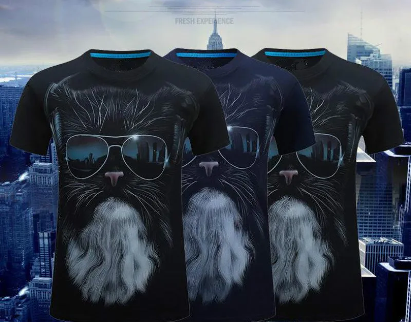 2020 Naujas 3D Marškinėliai Kūrybinė Asmenybė Akinius Katinas Naują Pavasario Užsienio korėjos Banga Mens Medvilnės Vasaros S-6XL Nemokamas pristatymas