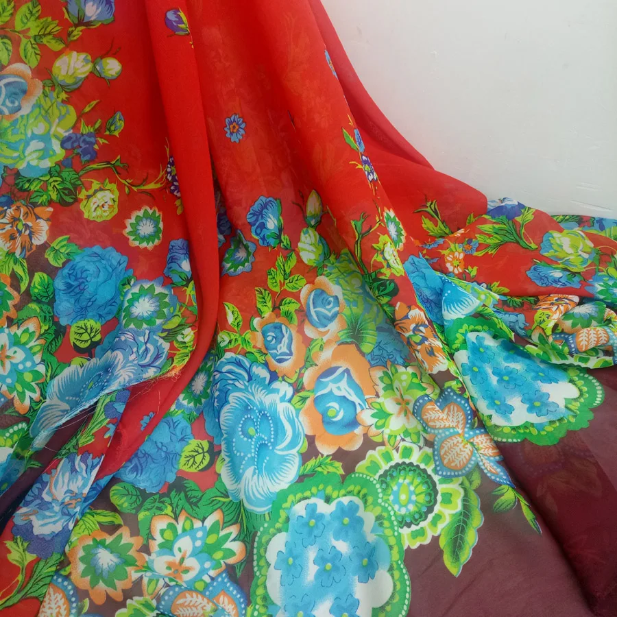 Gėlių Šifono Suknelė Audinio Poziciją spausdinta medžiaga, minkštas kvėpuojantis šalikas palaidinė 