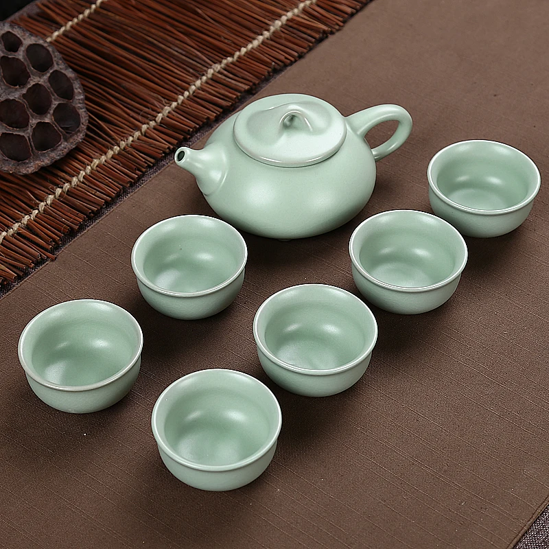 2018 naują atvykimo spalvos jūros vandens keramikos arbatinukas arbatos puodelio nešiojamų kelionių arbatos rinkinys kinijos kung fu arbatos rinkinys drinkware 1pot+6cups