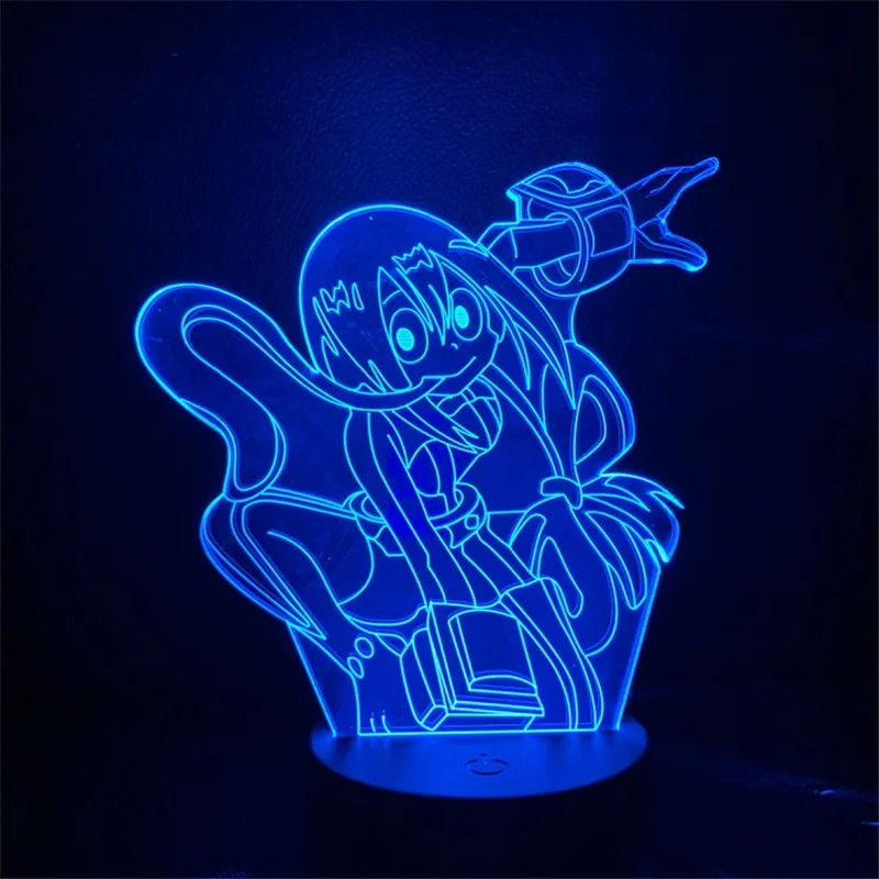 Mano Herojus akademinės bendruomenės Asui Tsuyu Naktį Šviesos 3D LED Naujovė Lentelė Lampara Žaislai Vaikams Anime Pav Apšvietimo Lempa Mergina Dovanos
