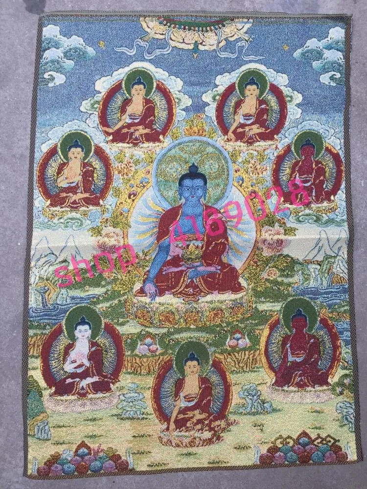 Tibeto Budistų Thangka siuvinėjimo, aštuonių Globėjo dievų Budos statula, namai dekoruoti freskomis