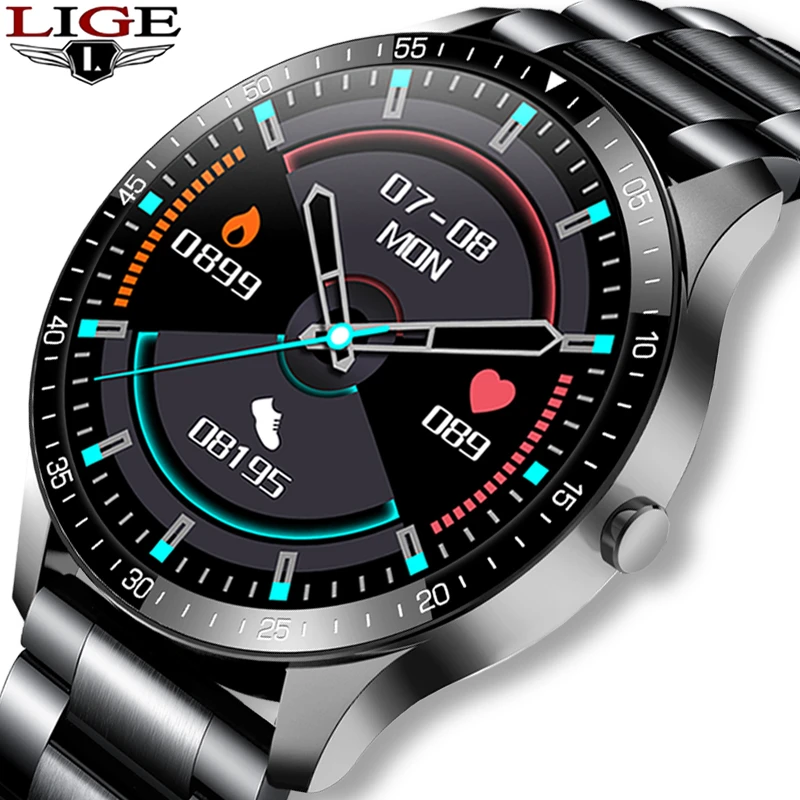 LIGE Naujas Smart watch Vyrų 1.3 visiškai Jutiklinis ekranas smart watch Širdies ritmo Monitoringo vandeniui Sporto Treniruoklių žiūrėti 