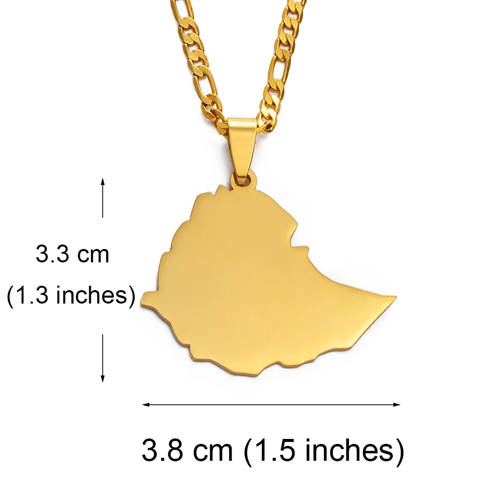 Anniyo 3.8 cm Etiopija Žemėlapis Pakabukas Kaklo, Moterims, Vyrams, Aukso Spalvos Etiopijos Papuošalai Dovana #202221