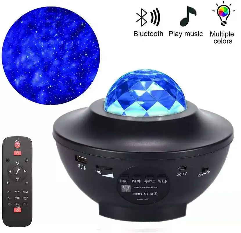 Spalvinga Projektorius Žvaigždėtas Dangus Naktį Blueteeth USB Balso Valdyti Muzikos Grotuvą Vaikas Naktį Šviesos Romantiška Galaxy Projektoriaus Lempa
