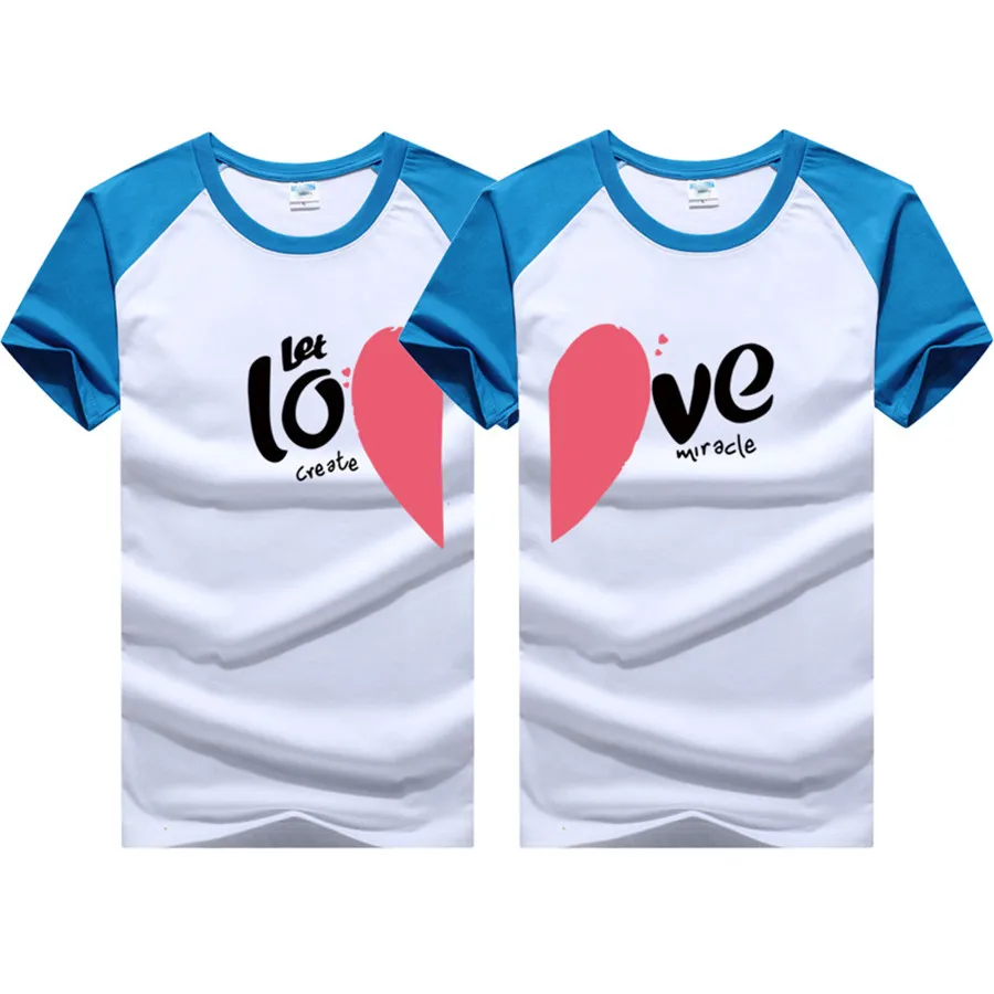 Korėjos Mados Atitikimo Pora Drabužių Širdies MEILĘ, Print T-Shirt Moterims, Vyrams Medvilnės trumpomis Rankovėmis Pora Marškinėliai Mėgėjams Užsakymą