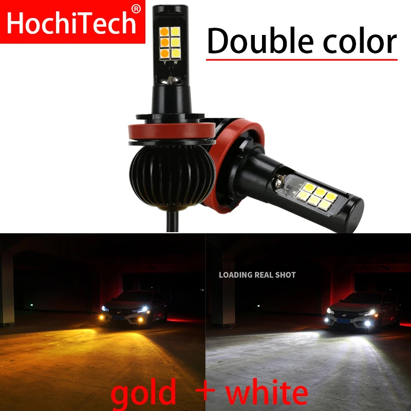 Automatinis Priekinių rūko žibintų lemputės dviejų Spalvų 55W H3 H7 H11 9005 HB3 9006 HB4 880 881 H27 LED žibintai, balta geltona mėlyna raudona rožinė