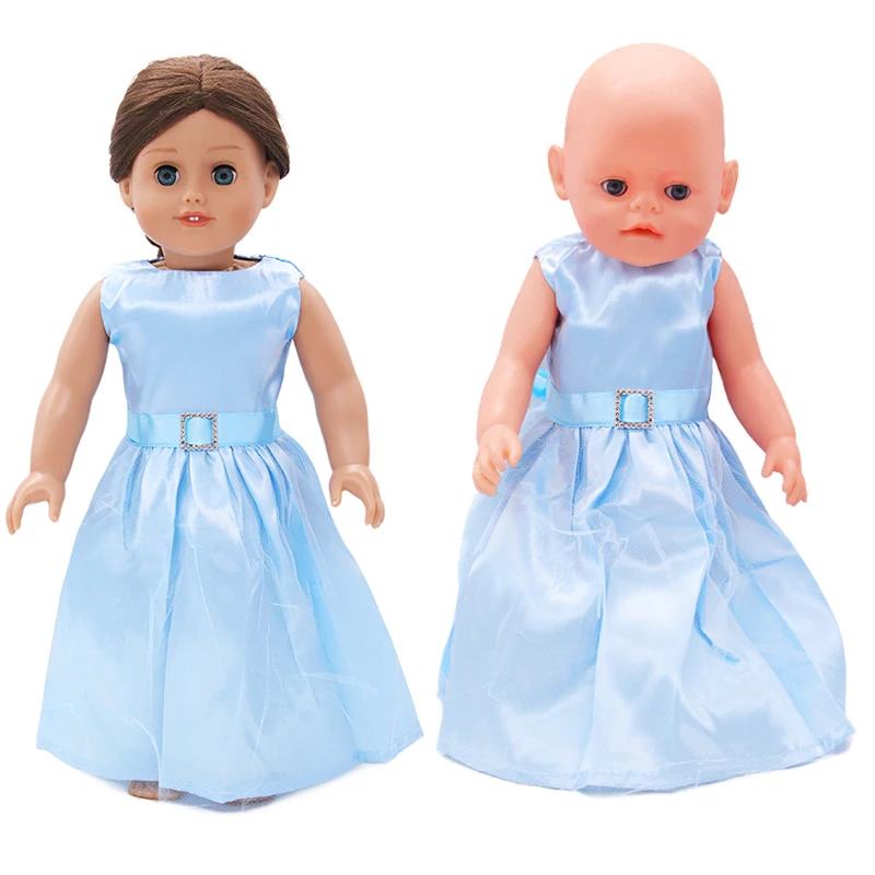 Sky Blue Princess Lėlės Suknelė Aukštos kokybės Elegantiško Tinklelio, be Rankovių Suknelė Lėlės Suknelė Drabužius 18 Cm Ir 43cm Baby Lėlės