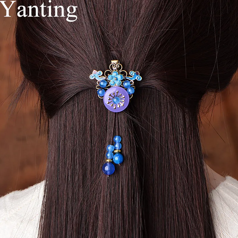 Yanting Cloisonne Gėlių Plaukų Papuošalai Moterims Classic Vintage Plaukų Žnyplės Hairclip Su Violetine Sagtis Kinijos Staigius 0104
