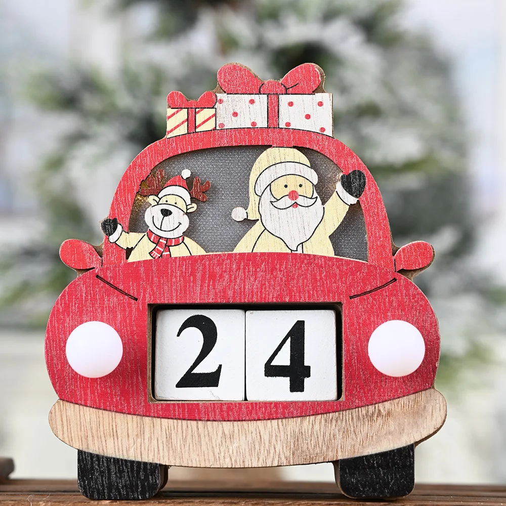 Kalėdų Dekoracijos Kalėdų Automobilių Kalendorių su Šviesos Medinių Papuošalų Kūrybos