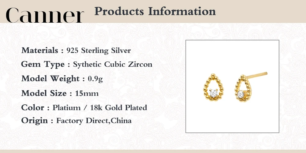 Canner 925 Sterlingas Sidabro Stud Auskarai Moterims, vandens lašelius Auskarai Aukso Auskarai Fine Jewelry Auskarų pendientes 2020 m W4