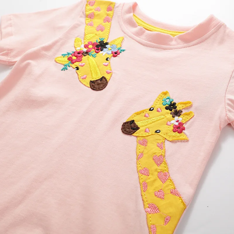 SAILEROAD Žirafa Aplikacijos Mergaičių marškinėliai Vaikams Drabužių Vienaragis Merginos, Stalviršiai, Vaikų trumpomis Rankovėmis Drabužius camiseta nina