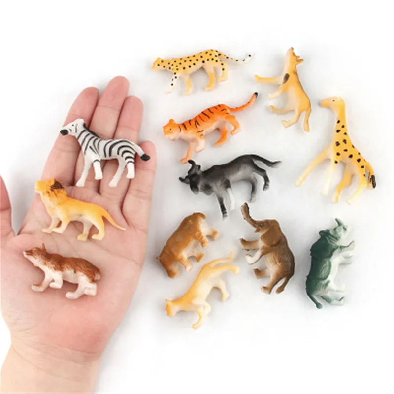 Naujas 12 Vnt Modeliavimas Gyvūnų Pasaulio Modeliu, Žaislų Duomenys Vinilo Mini Žirafa, raganosis, leopardas Miško Gyvūnų PVC Duomenys Lėlės žaislas Vaikas