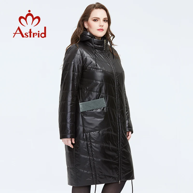 Astrid 2020 m. Pavasarį Šiltas Plonos Medvilnės Švarkas mid-ilgis stiliaus laisvus drabužius, su gaubtu atsitiktinis moterų plius dydis moterų, kailis AM-9418