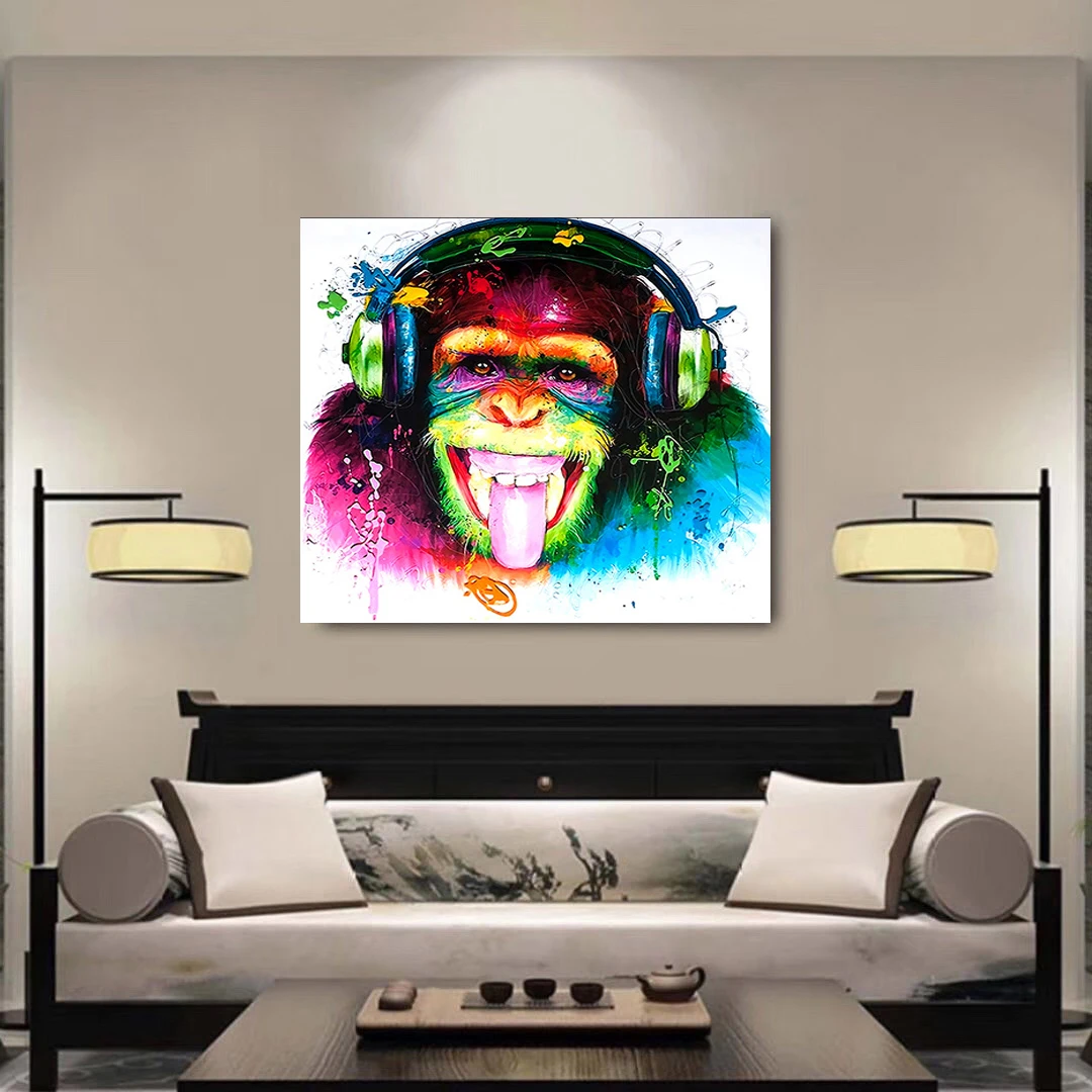 Šiaurės kūrybiškumą klausytis muzikos Orangutan Drobės gyvenamojo Kambario, Miegamojo, viešbučių dekoravimas, tapyba