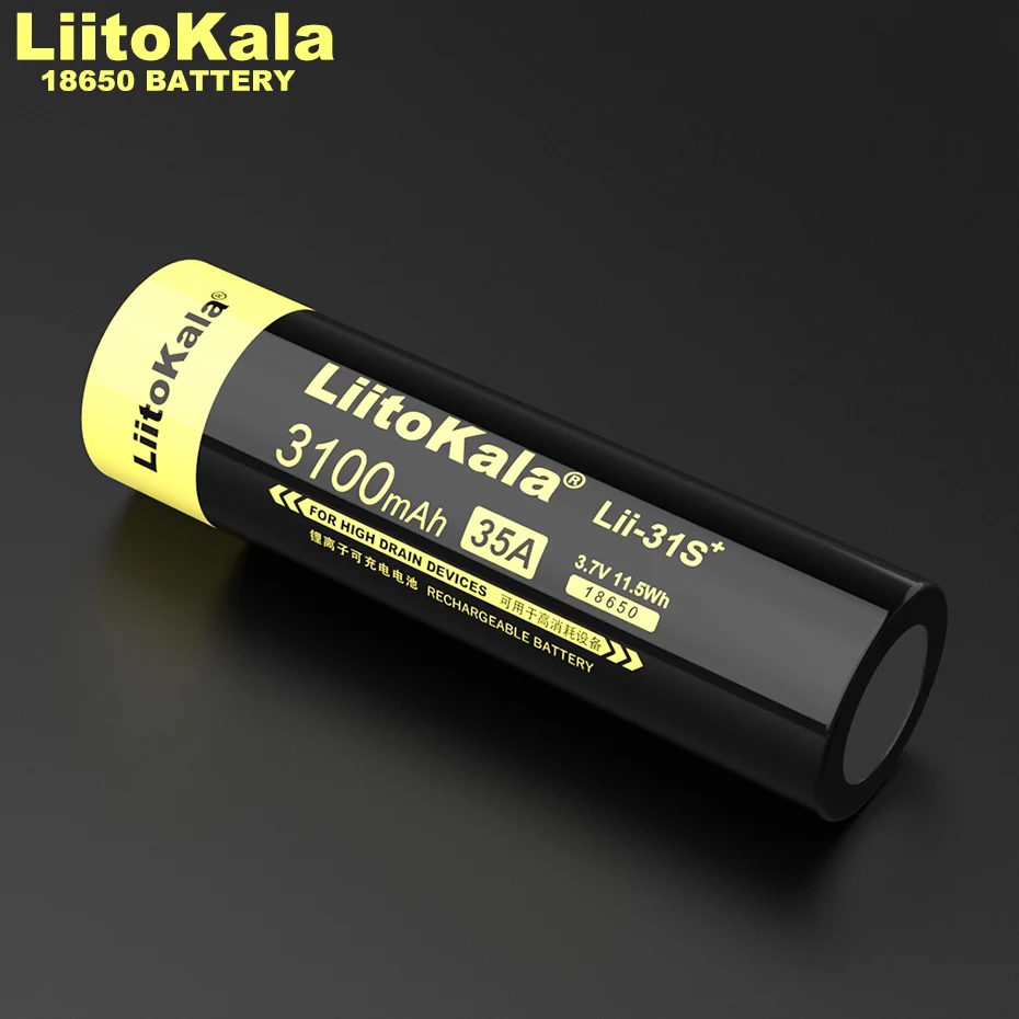 4PCS LiitoKala Lii-31S 18650), 3,7 V 3100mA 35A galios, ličio jonų baterija, LED žibintuvėlis / elektriniai gręžimo / žaislas automobilis