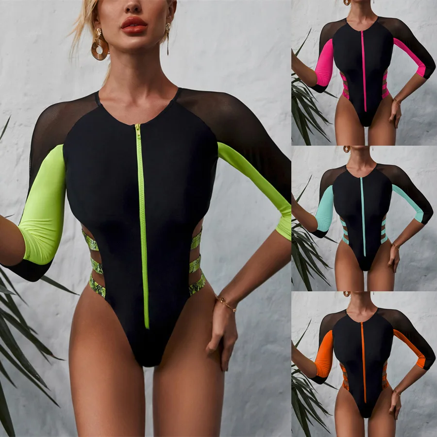 Naujas vientisas Plaukimo Kostiumas Skydelis Bikini Užtrauktukas maudymosi kostiumėlį Moterų Integruotos tinklo Akies Bikini Europos ir Amerikos Karšto Pardavimo Modeliai