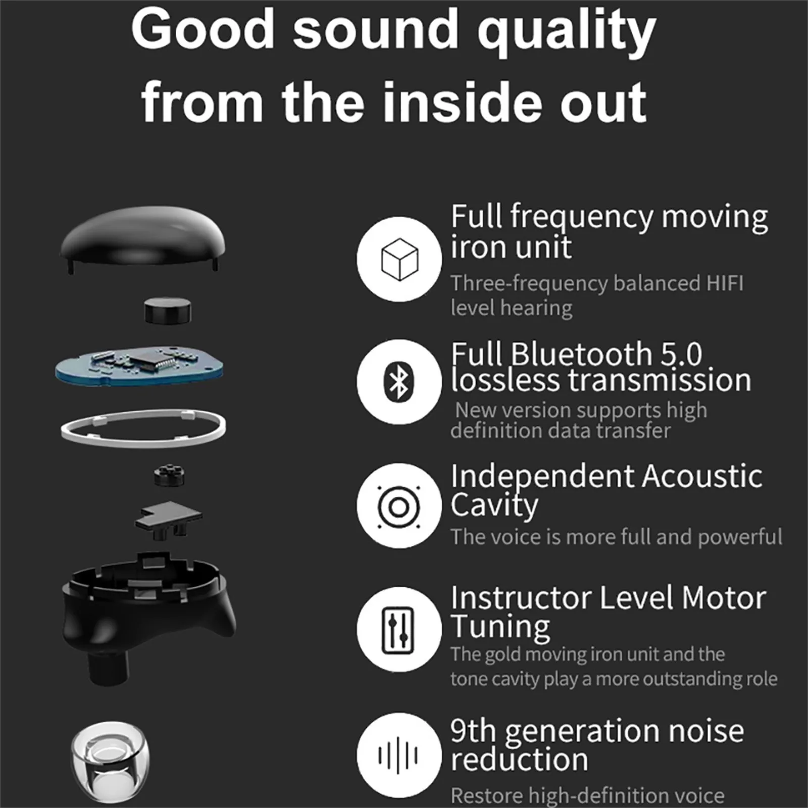 Bluetooth 5.0 Ausinės Belaidės Mini Ausinės Ausinių Stereo Ausines, Ergonomiškas dizainas Hifi muzikos ausinių Tiesa belaidė stereofoninė