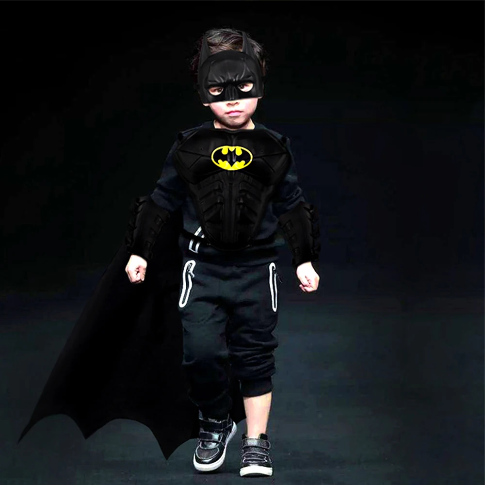Batman Kostiumas Helovinas Superhero Cosplay Betmenas Vaikų Anime Drabužiai Vaikams Šalies Karnavalas Kostiumas Kaukė Breastplate Šarvai Apsiaustu