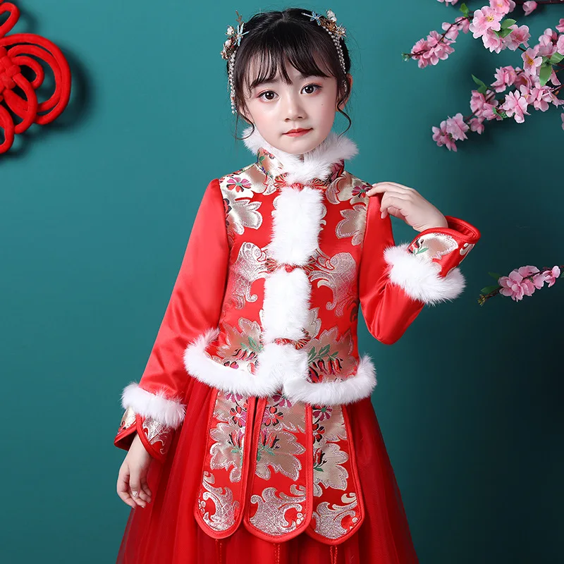 Žiemos Naujųjų Metų Vaikų Drabužiai, Liaudies Šokiai Vaikams, Vaikas Merginos Senovės Kinijos Han Tang Dinastijos Tradicinių Kostiumų Hanfu Suknelė