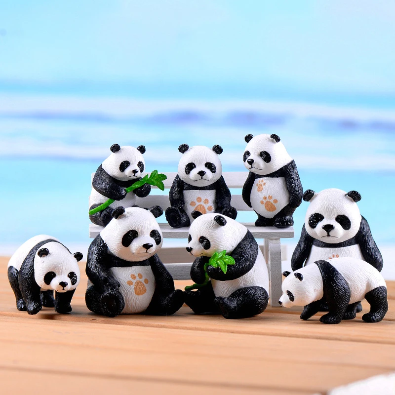 4 Pc/Set White Black Moss Micro Kraštovaizdžio Terariumai, Statulėlės, Apdailos Dervos Juokinga Panda Kūdikiams Ornamentu Pasakų Sodas Miniatiūriniai