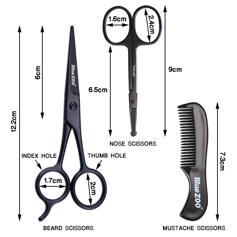 3pcs/set Professional Barzda, Ūsai Žirklės ir Šukos Rinkinys, skirtas Vyrų Plaukų Žirkliniai Barzdos Kirpimas, Šukavimas Žirklės Barzda Priežiūros Rinkinys
