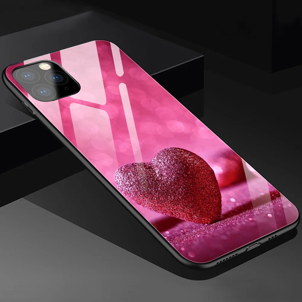 Animacinių filmų Širdies Meilės Aišku, Telefono dėklas Skirtas iPhone 12 11 Pro XS MAX SE 2020 XR X 7 8 6Plus Atgal Grūdinto Stiklo Dangtis Coque Fundas